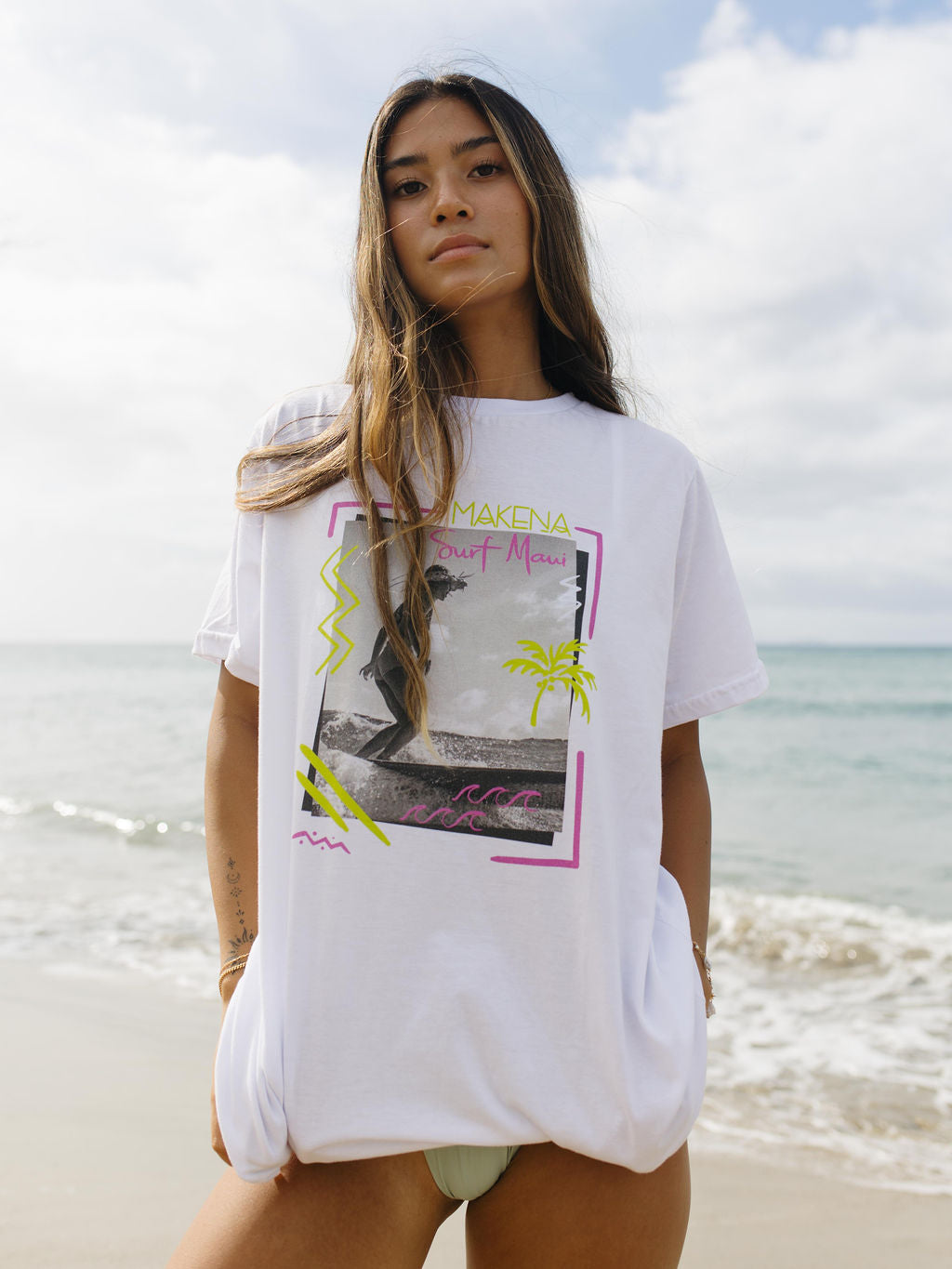 Maui Surf Tee - White – Makena Collection